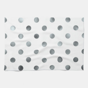 Linge De Cuisine Faux Faux Foil Polka Point blanc