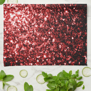 Linge De Cuisine Faux paillettes rouge foncé scintillent de glamour