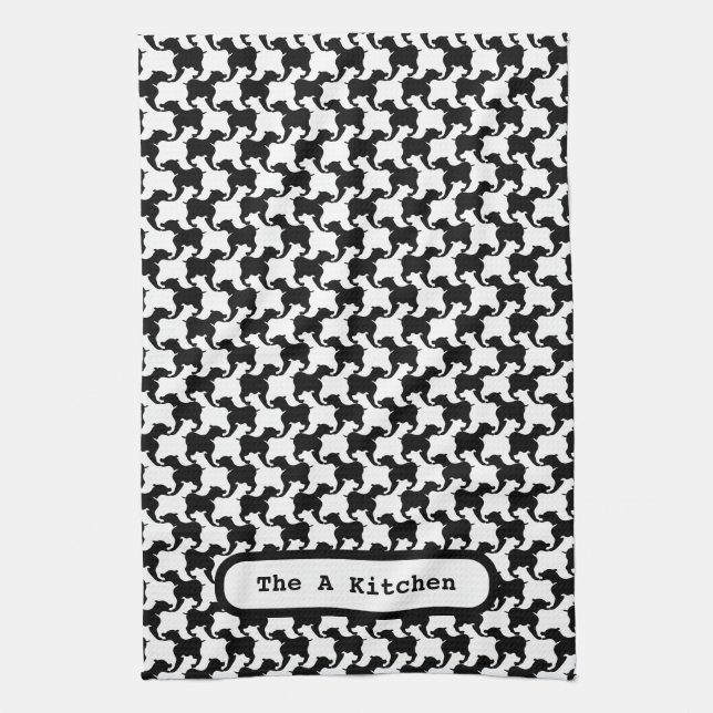 Linge De Cuisine Faux pied de poule avec Chiens mode K Towel 1 (Vertical)