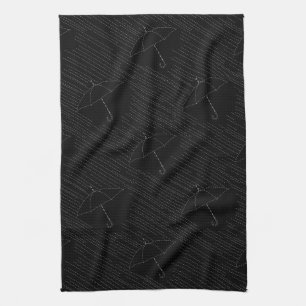 Linge De Cuisine Faux points de broderie parapluie pluie noir