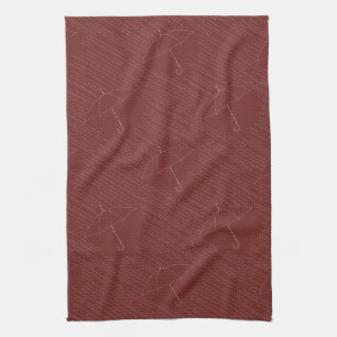 Linge De Cuisine Faux points de broderie parapluie pluie rouge