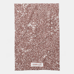 Linge De Cuisine Faux rose gold pailleté texture et nom personnalis