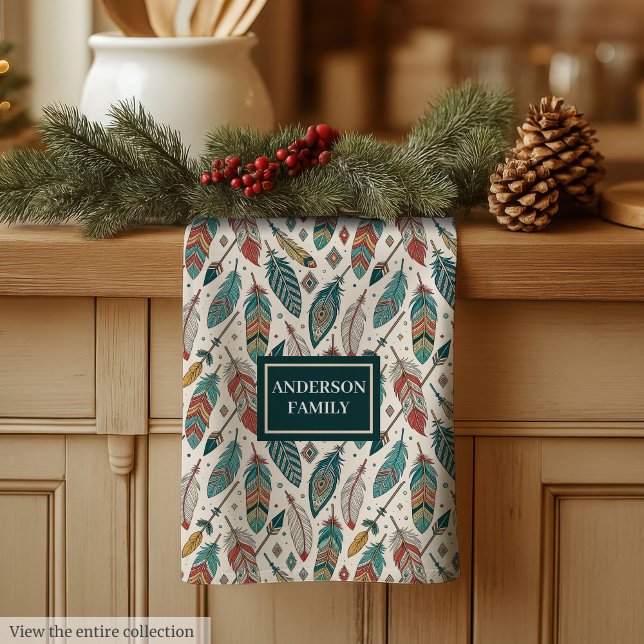 Linge De Cuisine Feathers & Arrows Towel Personalized Tribal Look (Feathers & Arrows Towel Personalized Tribal Look)