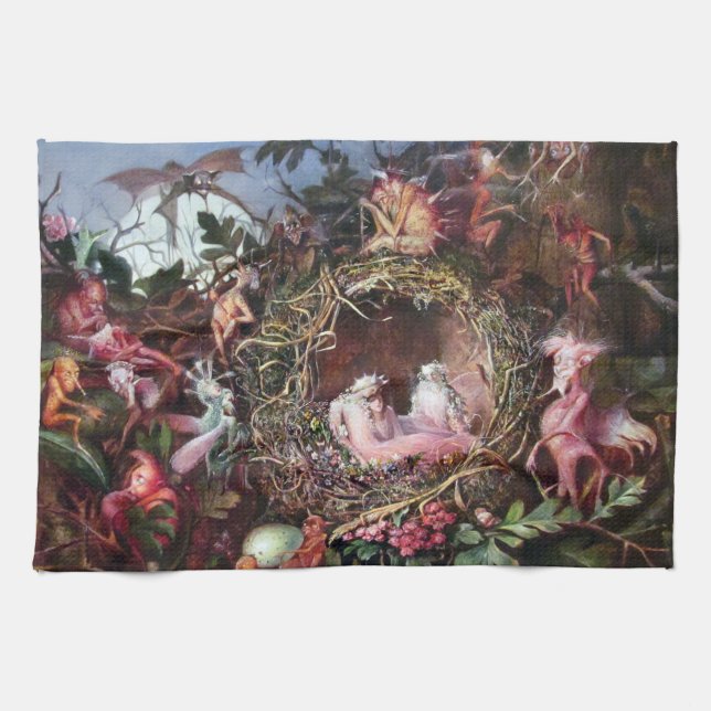 Linge De Cuisine Fées dans un nid d'oiseau, John Anster Fitzgerald (Horizontal)
