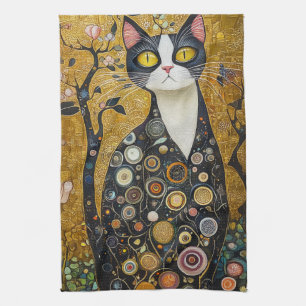 Linge De Cuisine Feline céleste en or