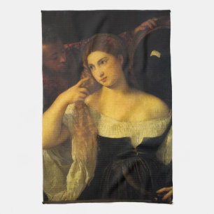 Linge De Cuisine Femme avec un miroir par Titien, Renaissance vinta