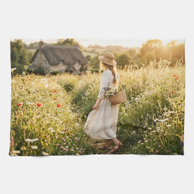 Linge De Cuisine Femme dans un champ de blé (Horizontal)