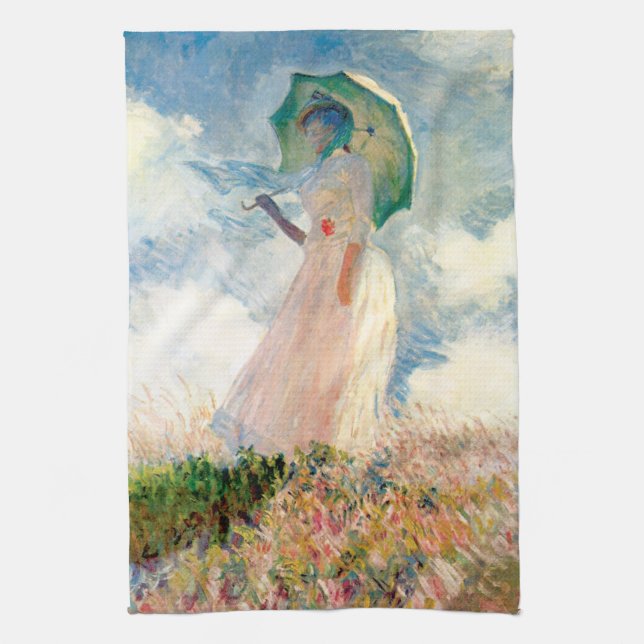 Linge De Cuisine Femme de Monet avec un parasol (Vertical)