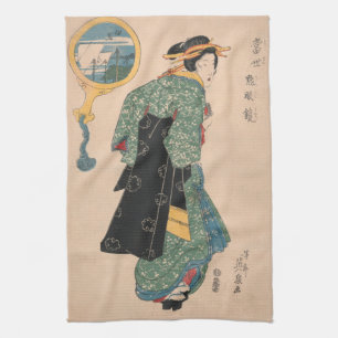Linge De Cuisine Femme japonaise kimono Courtisane Œuvre d'art