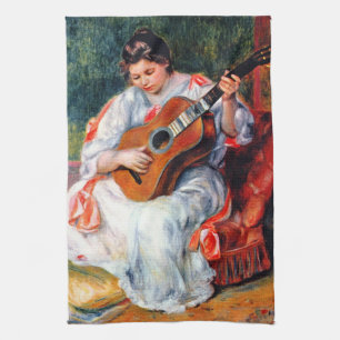 Linge De Cuisine Femme jouant de la guitare de Pierre Renoir