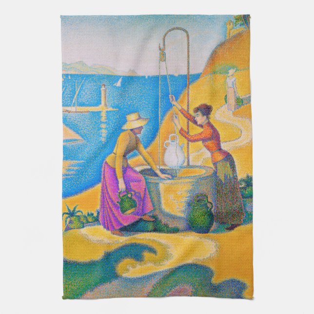 Linge De Cuisine Femmes au puits, Signac (Vertical)