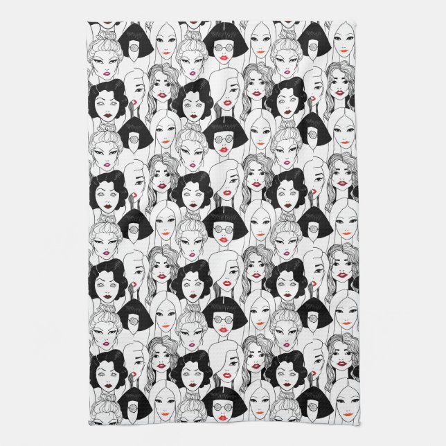 Linge De Cuisine Femmes avec le motif de rouge à lèvres (Vertical)