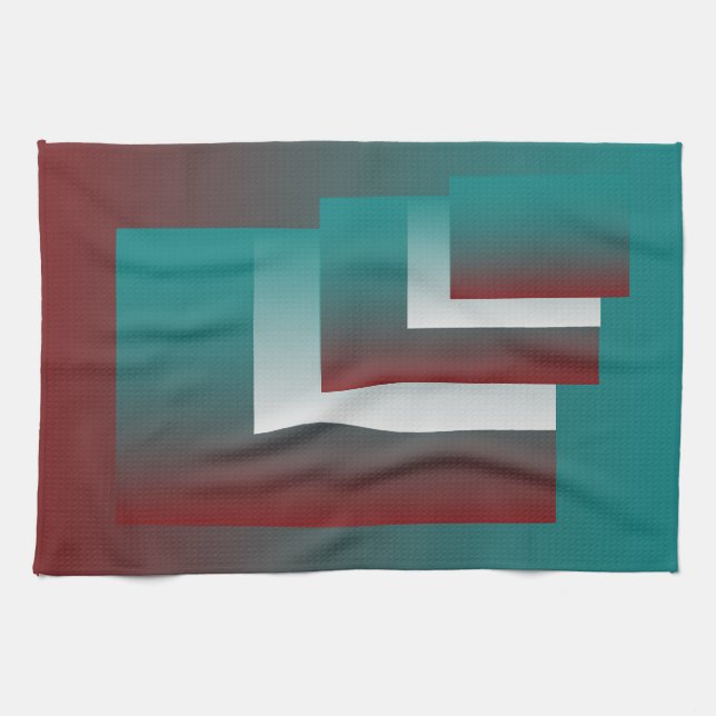 Linge De Cuisine Fenêtres en blanc bordeaux turquoise (Horizontal)