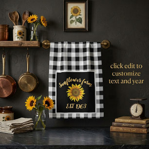 Linge De Cuisine Ferme de tournesols personnalisée