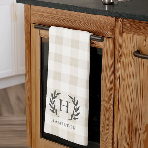 Linge De Cuisine Ferme Plaid Laurel Monogramme & Nom