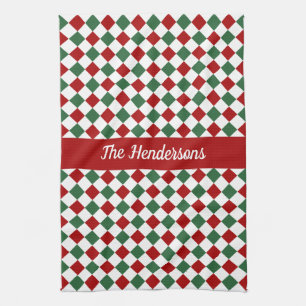 Linge De Cuisine Festif Élégant Noël Vert Et Rouge