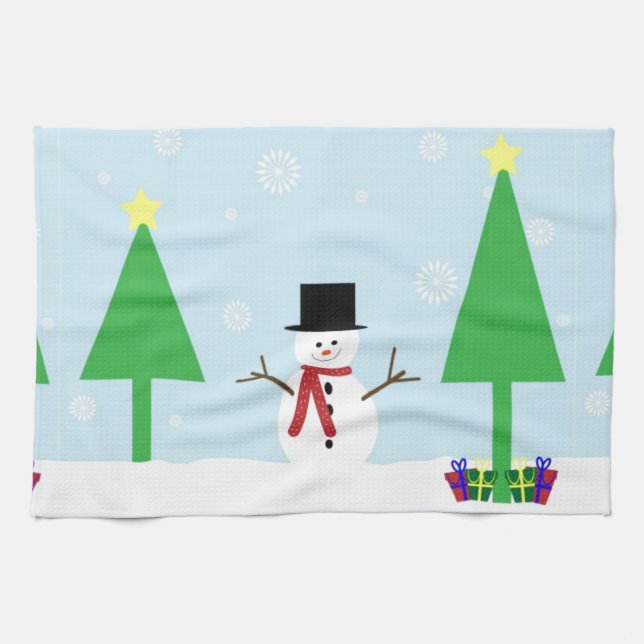 Linge De Cuisine Festif Noël Snowman (Horizontal)