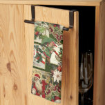 Linge De Cuisine Festif Vintage Noël Ephémère Collage-Green<br><div class="desc">Un motif de vacances amusant,  festif,  coloré et complexe avec des éphémères de Noël du vieux monde jolis des cartes de voeux de l'ère victorienne,  y compris Santas dans des cadres ornés,  saint,  mistletoe,  luges,  scènes d'hiver,  enfants heureux et joyeux voeux de Noël sur arrière - plan vert.</div>