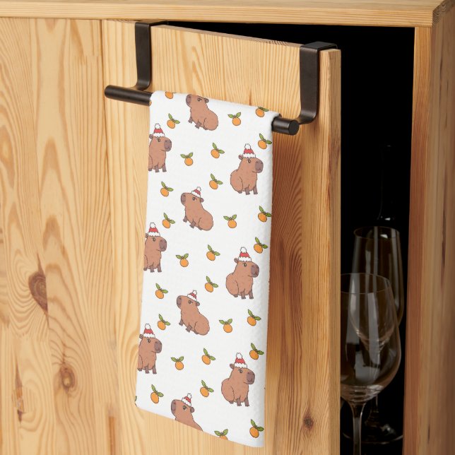 Linge De Cuisine Festive Capybara Noël de vacances (Pliage en tiers)
