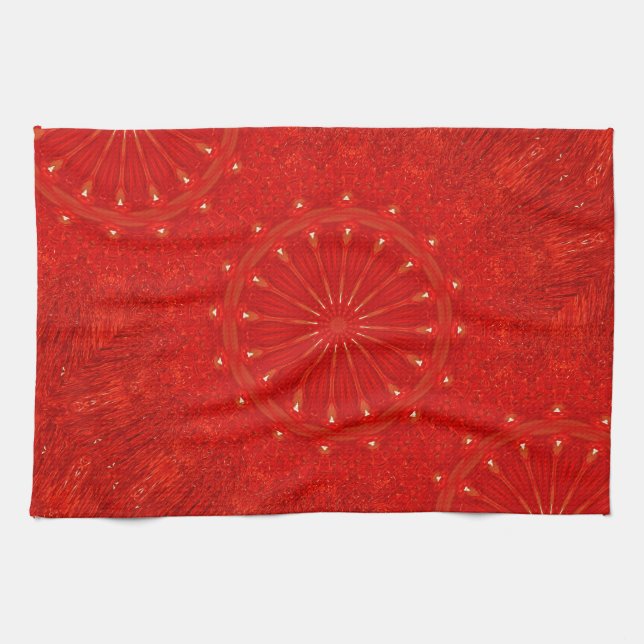 Linge De Cuisine Festive Chic Rouge brillant Design Kaleidoscope (Horizontal)