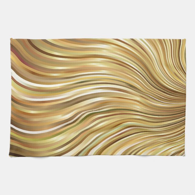 Linge De Cuisine Festive Elegant Gold Abstrait Flower (Horizontal)