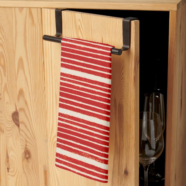 Linge De Cuisine Festive élégante Rouge et Blanc (Pliage en tiers)
