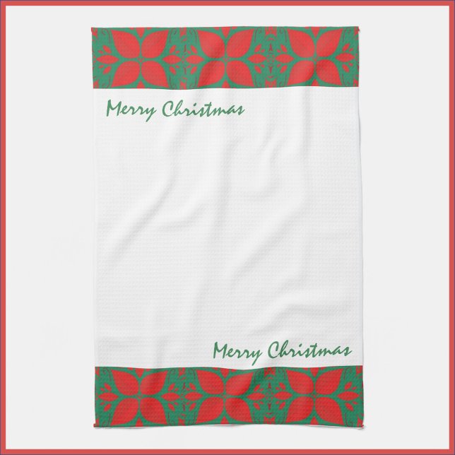 Linge De Cuisine Festive Rouge et vert Floral moderne (Créateur téléchargé)