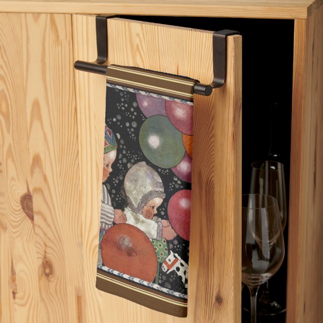 Linge De Cuisine Fête d'anniversaire, ballons et jouets pour enfant (Pliage en tiers)