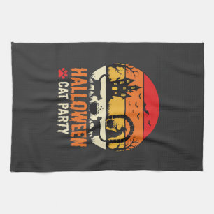 Linge De Cuisine Fête de chat d'Halloween Sorcière Chaudron Silhoue