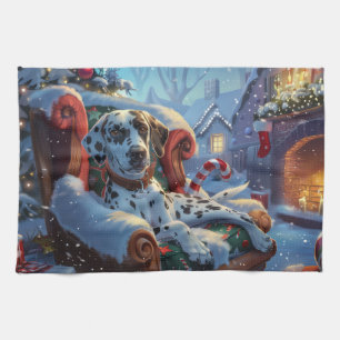 Linge De Cuisine Fête de Noël des Chiens de Dalmatie