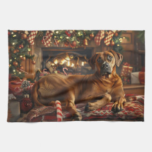 Linge De Cuisine Fête de Noël du chien de Rhodesian Ridgeback