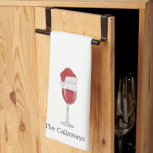 Linge De Cuisine Fête de Noël Personnalisée Vin de Chapeau Verre