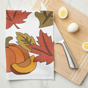 Linge De Cuisine Fête de Thanksgiving aux feuilles d'automne et cit