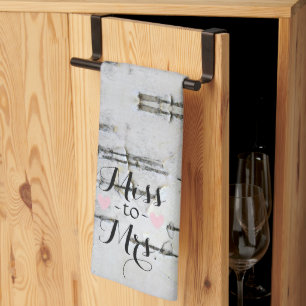 Linge De Cuisine Fête des mariées de coeur rustique à écorce de