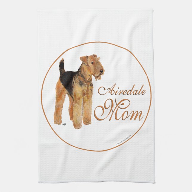 Linge De Cuisine Fête des mères Airedale Terrier (Vertical)