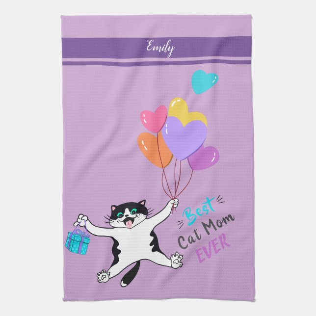 Linge De Cuisine Fête des mères cadeau meilleur chat maman jamais (Vertical)