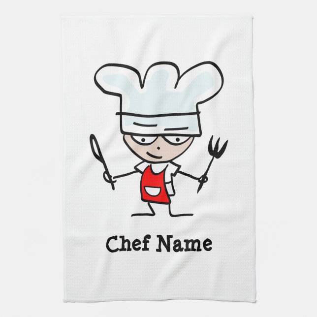 Linge De Cuisine Fête des pères cadeau chef personnalisé dessin ani (Vertical)