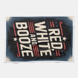 Linge De Cuisine Fête du 4 juillet Booze Rouge Blanc et Booze