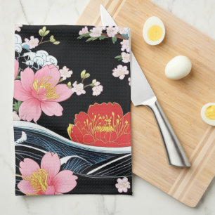 Linge De Cuisine Fête japonaise Fleurs de Sakura Seigaiha Moderne R