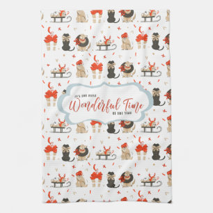 Linge De Cuisine Fêtes de Noël modernes du milieu du siècle rétro