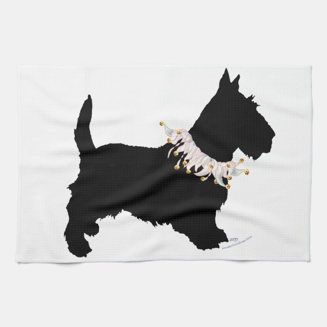 Linge De Cuisine Fêtez Scottie en silhouette (Horizontal)