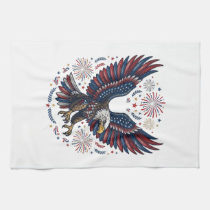 Linge De Cuisine Feu d'artifice aigle chauve patriotique vecteur vi