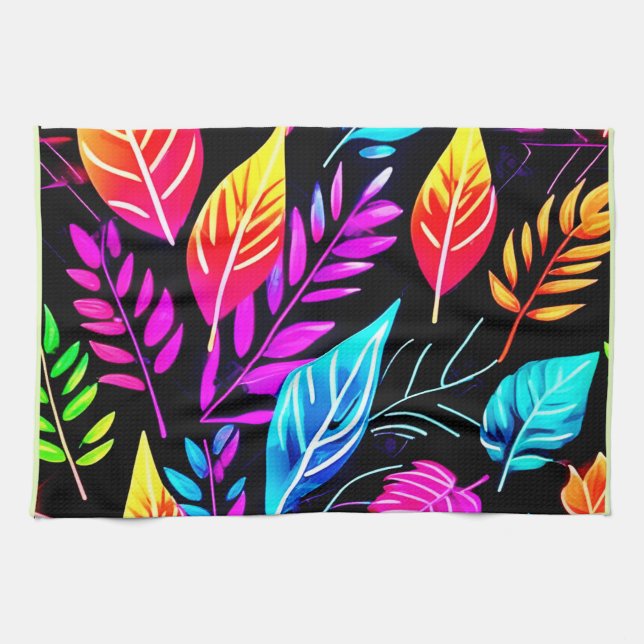 Linge De Cuisine Feuillage tropical : Art feuille (Horizontal)