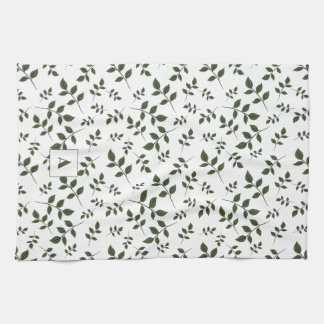 Linge De Cuisine Feuille blanc vert motif