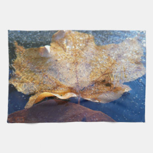 Linge De Cuisine Feuille de érable jaune gelée Automne Nature