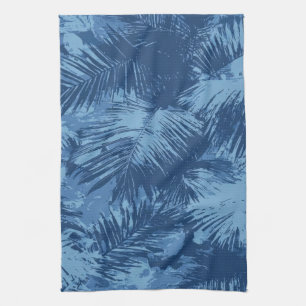 Linge De Cuisine Feuille de palmier tropicale bleue