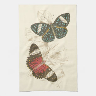 Linge De Cuisine Feuille de sépia avec les papillons colorés