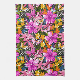 Linge De Cuisine Feuille et fleurs tropicaux