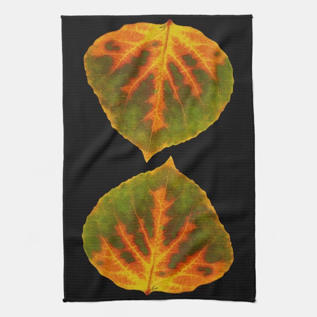 Linge De Cuisine Feuille vert orange et jaune d'Aspen #1 (Vertical)