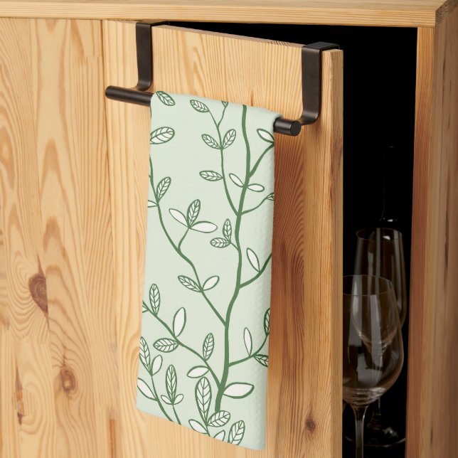 Linge De Cuisine Feuille Verte Épandue (Pliage en tiers)